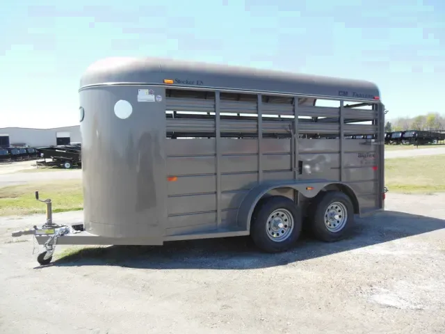 14ft Beige Bumper Pull Stock Trailer