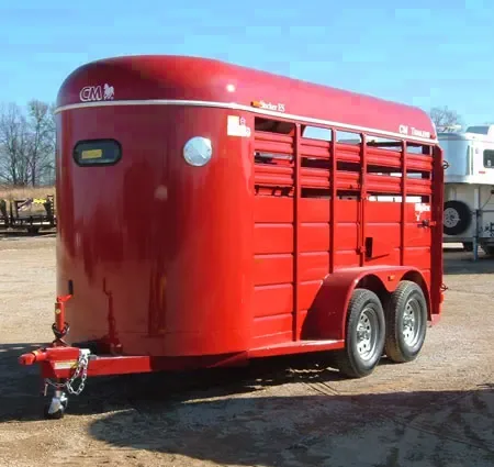 14ft Red Bumper Pull Tandem Axle Stock Trailer