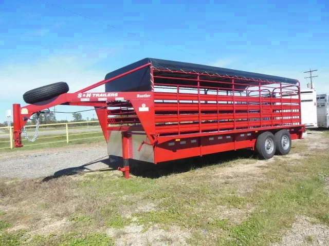 Red 20ft Livestock Trailer w/Tarp