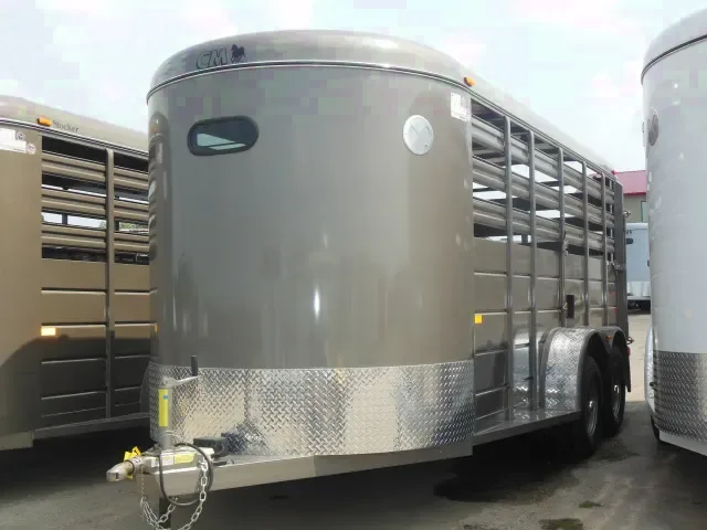 Beige 16ft Bumper Pull Livestock Trailer w/Treated Floor
