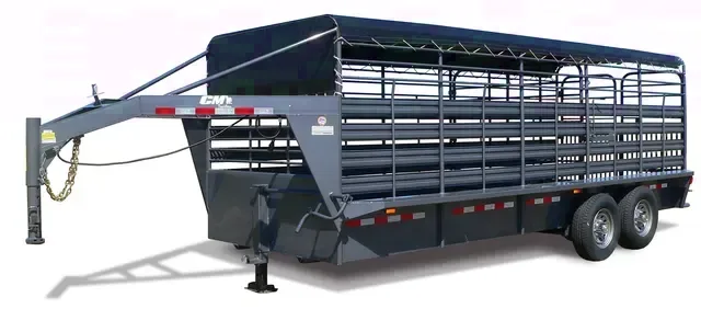 16ft Gooseneck Tarp Top Livestock Trailer