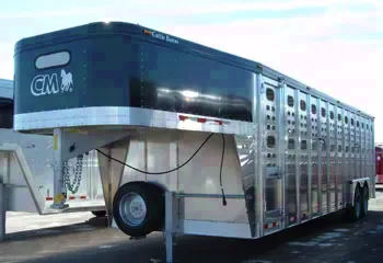 Black and Silver 28 ft Gooseneck Stock Trailer