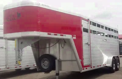 Red Aluminum 20ft Gooseneck Livestock Trailer