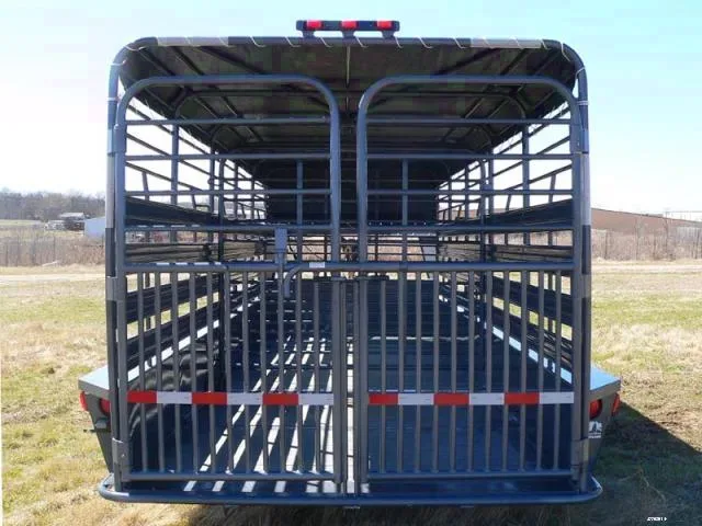 16ft Charcoal Stock Trailer with Covered Tarp