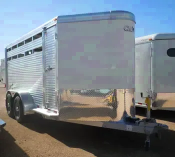 Bumper Pull 16ft Aluminum White Livestock Trailer