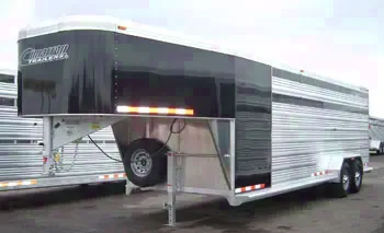 Black and Aluminum 24ft Stock Trailer w/Dressing Room