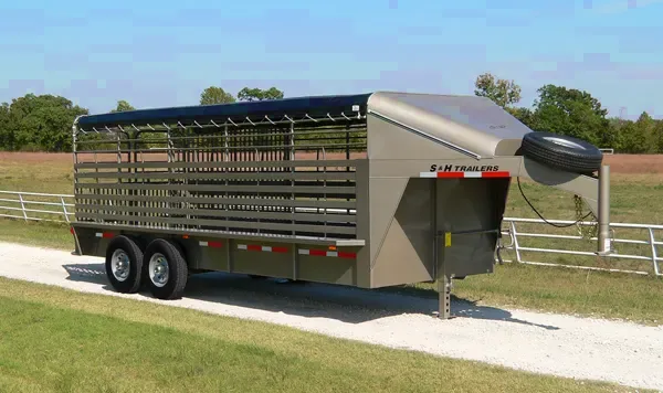 20ft Beige Stock Trailer w/Canvas Tarp