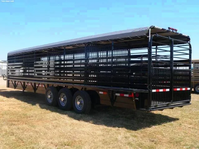 Black 28ft GN Steel  livestock Trailer