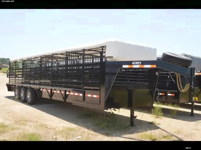 32ft Bar Top Gooseneck Cattle Trailer w/Tarp