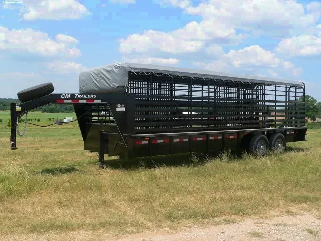 24ft Black Tarp Top Cattle Trailer