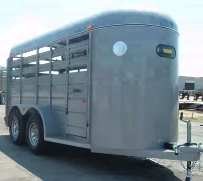 Grey 14ft Bumper Pull TA  Livestock Trailer