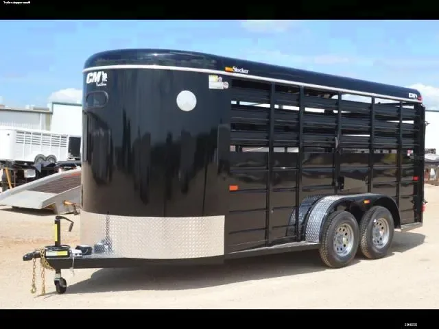 Black 16ft Stock Trailer TA Bumper Pull