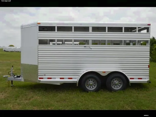 14FT ALUMINUM BUMPER PULL LIVESTOCK TRAILER