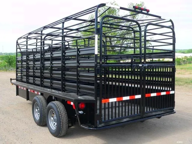 16ft Black Gooseneck Bar Top Stock Trailer