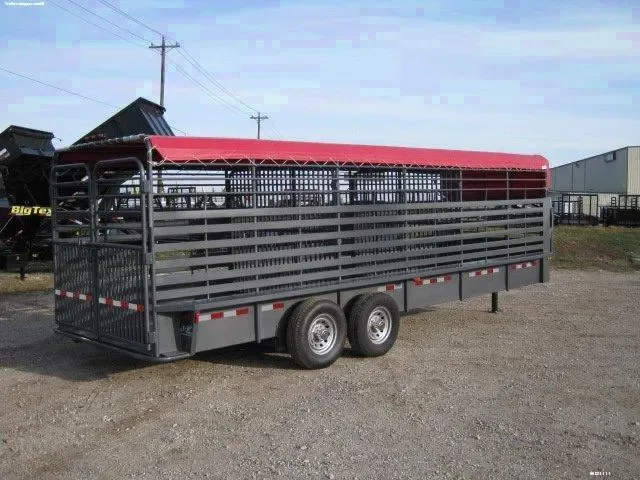 Charcoal 24ft Livestock Trailer w/Red Tarp