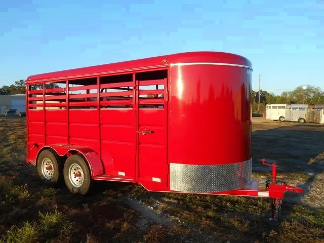 RED 16FT STEEL BP STOCK TRAILER