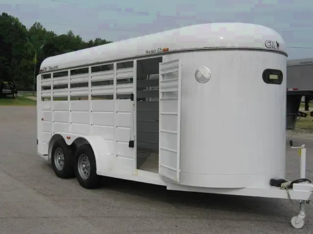 14ft White Stock Trailer