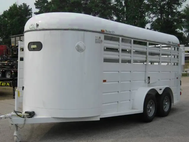 14ft White Stock Trailer w/ 6.5 Foot Interior Height
