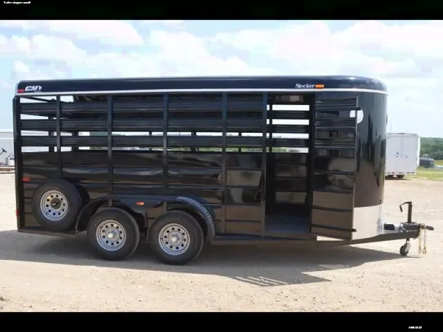 BLACK 16FT STOCK TRAILER W/TANDEM 3500LB AXLES