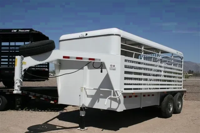 White 20ft Livestock Trailer w/Spare Tire