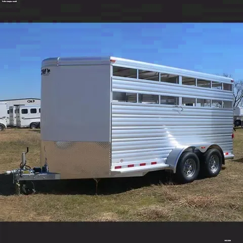 White 14ft Aluminum Livestock Bumper Pull