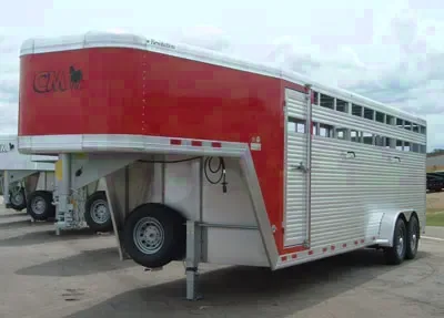 24ft Red Aluminum Gooseneck Livestock Trailer