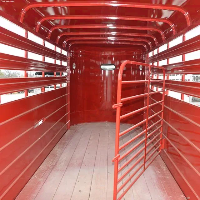 Red 14ft Bumper Pull Livestock Trailer - Rounded Front w/Window