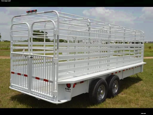 White 20ft Gooseneck Bar Top Cattle Trailer