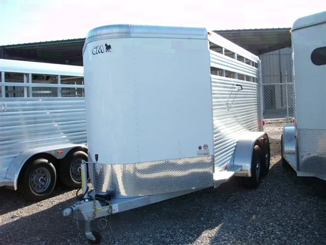 All Aluminum 14ft White Livestock Trailer