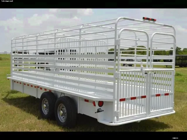 White 20ft Steel Livestock Trailer