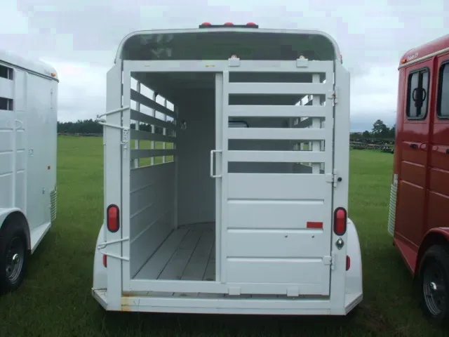 White 14ft Stock Trailer with Rounded Front