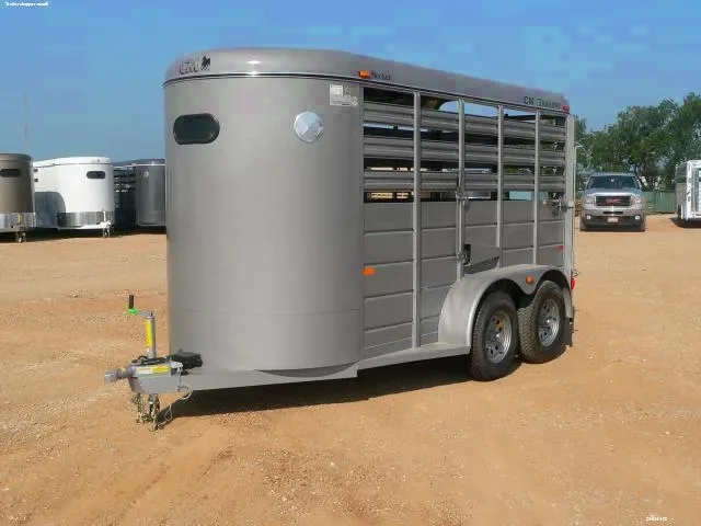 14ft Gray Bumper Pull Stock Trailer w/Brake