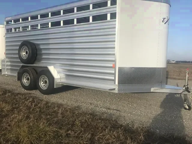 16ft white/Aluminum Bumper pull Stock Trailer