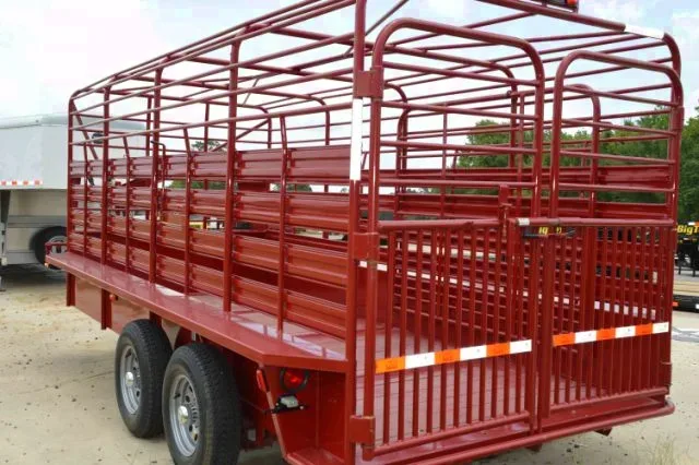 Red 20FT Gooseneck Bar Top Steel Cattle Trailer