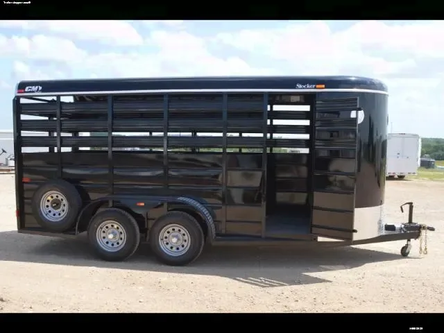 16ft Black Bumper Pull Stock Trailer