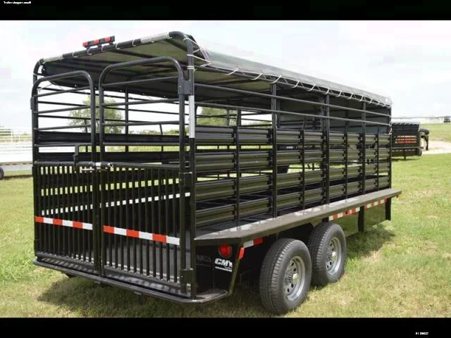 Black 16ft Tarp Top Gooseneck Stock Trailer