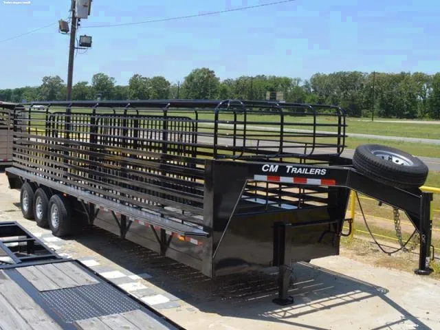 Black Steel 28ft Bar Top Livestock Trailer