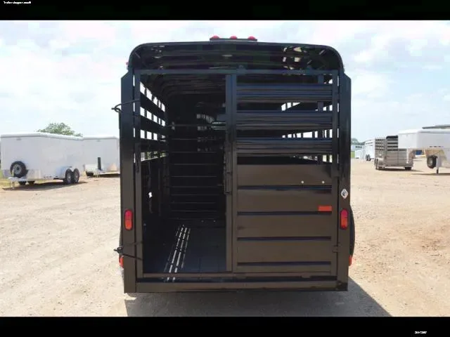 16ft Black Bumper Pull Livestock Trailer