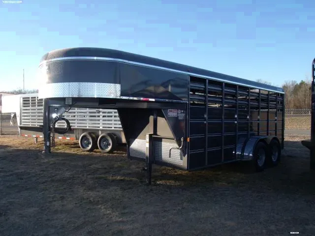 16FT STEEL GOOSENECK CHARCOAL STOCK TRAILER