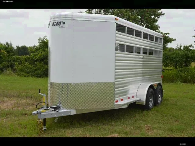 White 14ft Bumper Pull Stock Trailer