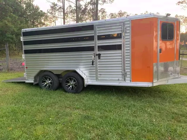 14FT STOCK TRAILER ORANGE/ALUMINUM