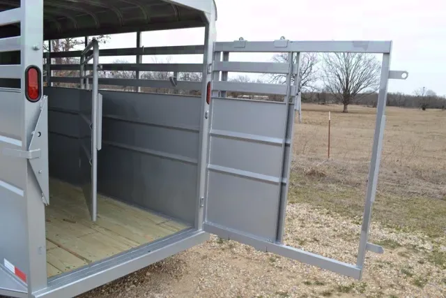 14ft Silver Steel Stock Trailer