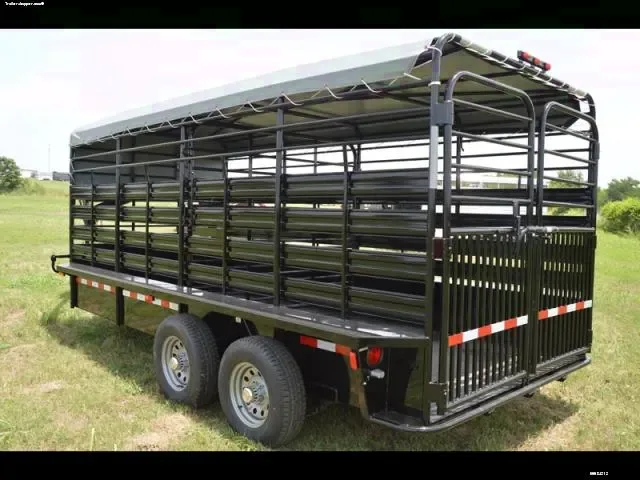 BLACK 16ft GOOSENECK LIVESTOCK WITH TARP