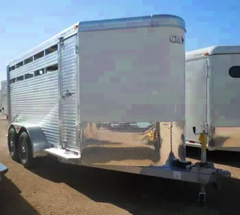 White 16ft Aluminum Livestock Bumper Pull
