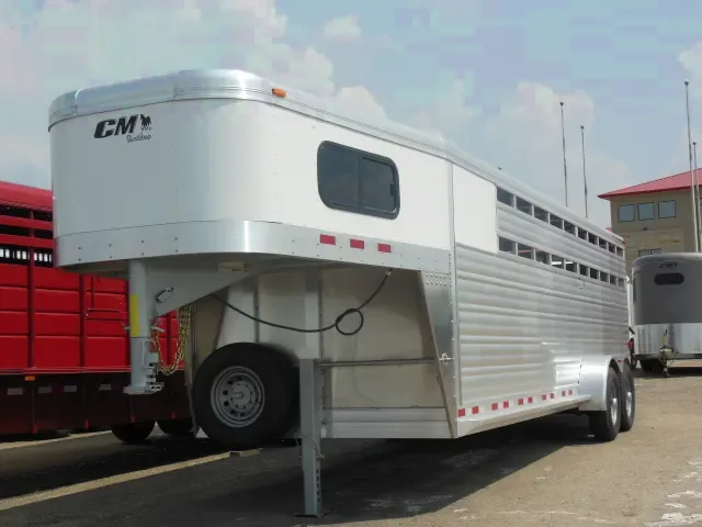 24ft White Stock Trailer w/Escape Door