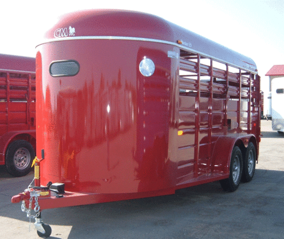 Red 16ft Bumper Pull Livestock Trailer