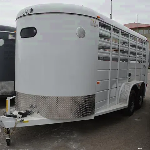 14FT STEEL WHITE LIVESTOCK TRAILER