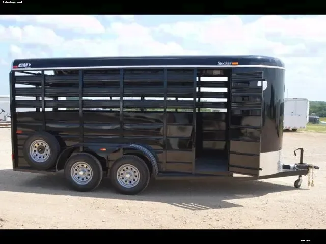 BLACK 16FT STOCK TRAILER W/TANDEM 3500LB AXLES