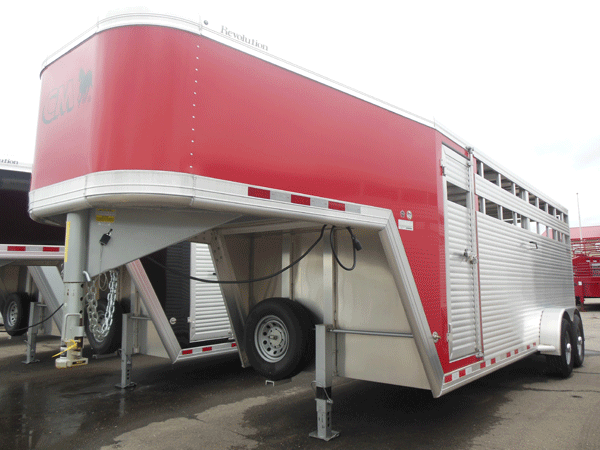 20ft Red Aluminum Gooseneck Stock Trailer