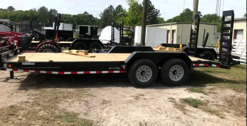 20FT EQUIPMENT TRAILER WOOD DECK STAND UP RAMPS